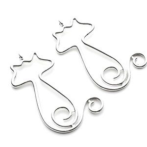 Big Cat Shaped Charms- Zinc Alloy Earring Findings - Nickel / Silver Tone - Alloy Pendant for Necklace - 47.3x27.21x2.26mm - ZZ1254N image 3