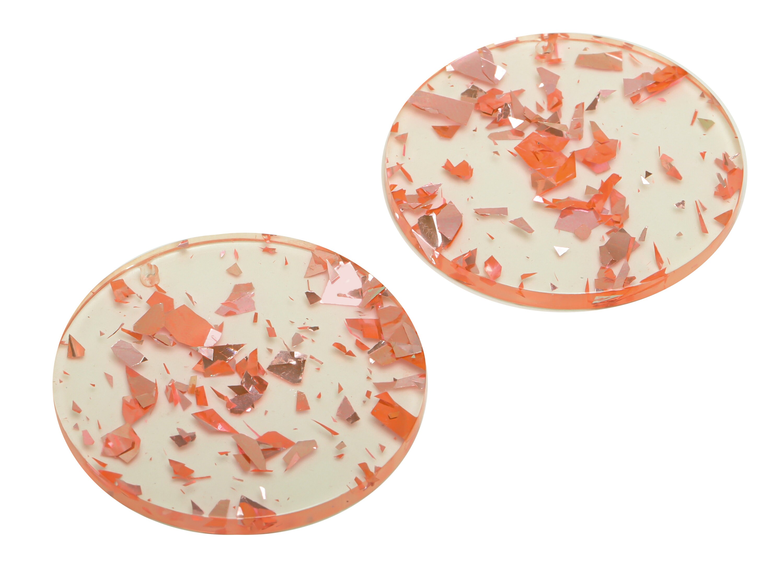 Acrylic Round Charms - Circle Earrings and Pendant - Pink