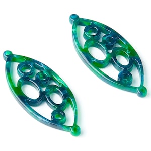 Acetate Leaf Earring Charms - Leaf Shaped Pendant - Earring Findings - Jewelry Supplies - 43.78x18x2.84mm - AC1372R