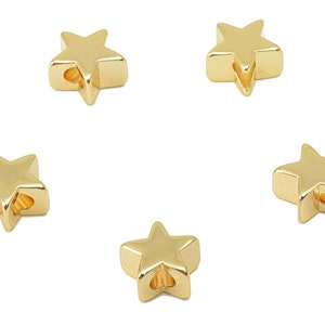 Brass Star Spacer Bead -Brass Cubic Star Charm -Brass Semi Star Pendant- For Necklace - 18K Real Gold Plated - 5.46x5.46x 3.17mm-RGP6049