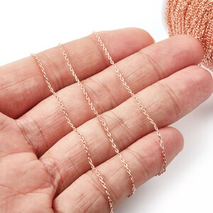 Gefacetteerde gesoldeerde platte kabelketting - 18 kt echt verguld roségoud - kleine soldeerketting - 0,08&quot; x 0,05&quot; x 0,01&quot; - RGP1028