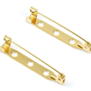 真鍮ブローチピン - 3穴付き真鍮ピン - ジュエリー製作 - 31.89x5.33 mm - PP1554