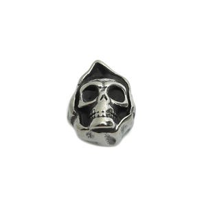 Steel Skull Bead - Skull Spacer Bead for Bracelet - Halloween Skull Bead - Punk Style Charm - Dark Aesthetic Beads - 13x10x9.15mm - SS1578