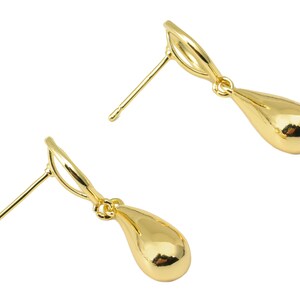 Brass Drop Earring Stud - Brass Round Earring Post - Teardrop Thick Earring Post - 18K Real Gold Plated - 28.78x10.75x 6.71mm-RGP6571