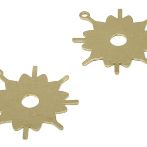 Brass Sun Flower Earring Charms - Raw Brass Flower Sun Pendant - DIY Jewelry Making Supplies - 35.86x32.75x0.62mm - PPA3452