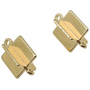 Brass Rhombic Earring Connector - Gold Rhombic Pendant - 18K Real Gold Plated Brass - Jewelry Making Supplies - 13.6x6.3x0.8mm - RGP3493