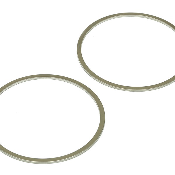 50mm Silver Rings - Brass Round Rings - Closed Loop Rings - Earring Findings - Silver Tone Plating - 49.8x49.8x1.02mm - PP4139S-50