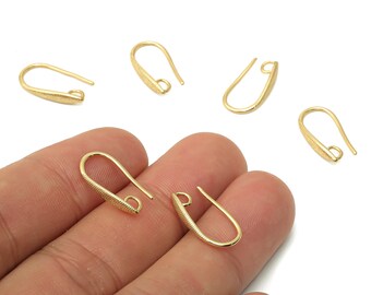 Brass Earrings Wires -Brass Spots Earrings Hooks - Earrings Findings - Earring Dots Hook - 18K Real Gold Plated - 17.36x8.9x2.76mm - RGP5020