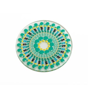 Dije redondo de acrílico para pendientes - Diseño de flor botánica verde - Suministros de artesanía bohemia - Pieza de joyería floral DIY - 39,74 x 39,74 x 2,5 mm - AC3394