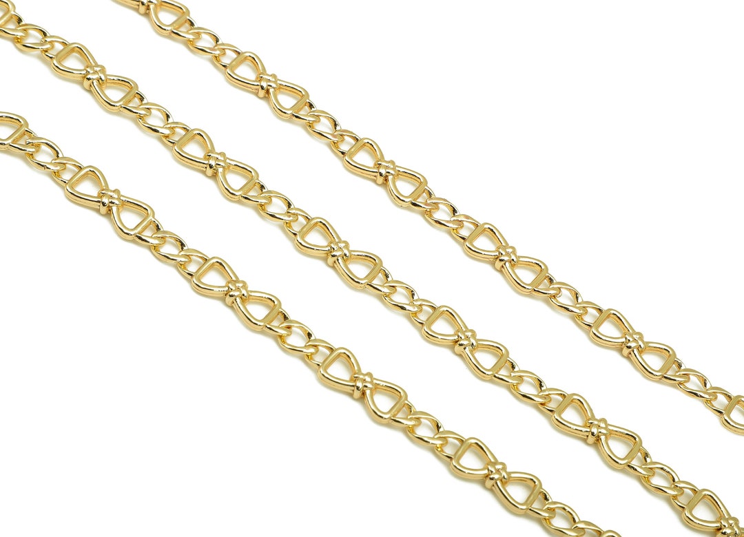 Brass Knot Chain Gold Bowtie Chain Bowtie Curb Chain Gift for Her for