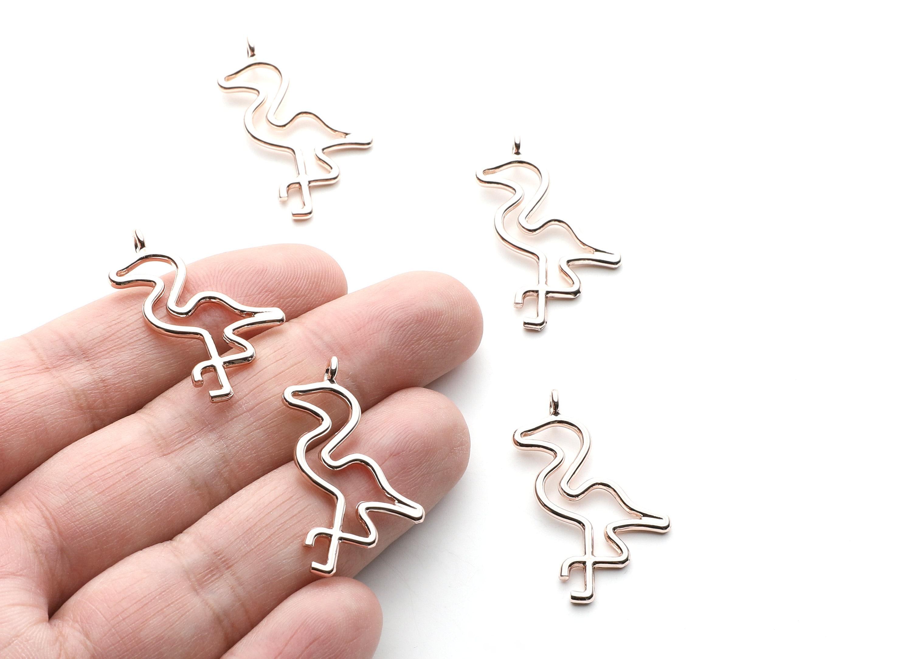 Flamingo Shaped Charms- Zinc Alloy Earring Findings - Rose Tone