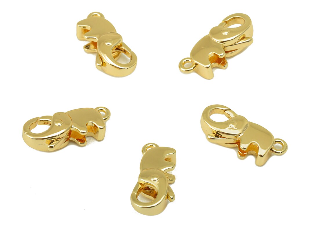 Brass Lobster Clasp Brass Elephant Clasp gold Mini Animal Clasp for