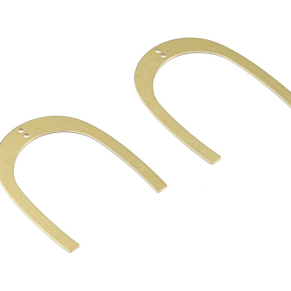 Connecteur de boucle d’oreille en laiton U - Connecteur en laiton brut U - 2 trous - Résultats de boucles d’oreilles - Fournitures de bijoux - 41.62x34.92x0.56mm - PP3359