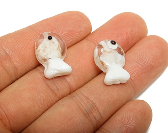 Handmade Glass Fish Beads - Kawaii Glass Marine Life Bead for Necklace - Artisan Sea Animal Craft Jewelry Making - 19.6x13x8.96mm - AC3353