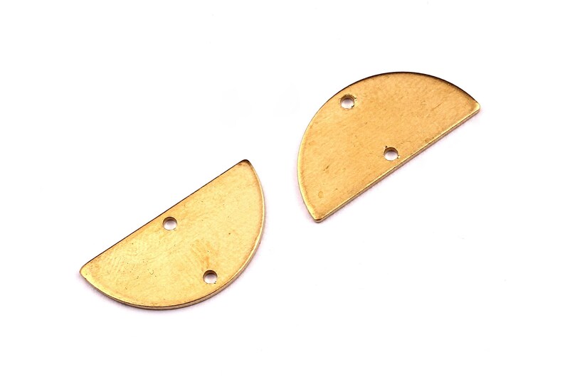 Raw Brass Semicircle Charms – Jewelry Supplies Connector (10.5x20.5mm) image 2