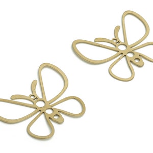 Brass Butterfly Earring Charms - Raw Brass Butterfly Pendant - DIY Jewelry Making Supplies - 37.7x31.16x0.71mm - PP4625