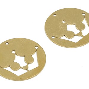 Brass Round Earring Charms - Raw Brass Crown Pendant - Earrings Finding - DIY Jewelry Making Supplies - 25.01x25.01x0.72mm - PP4356