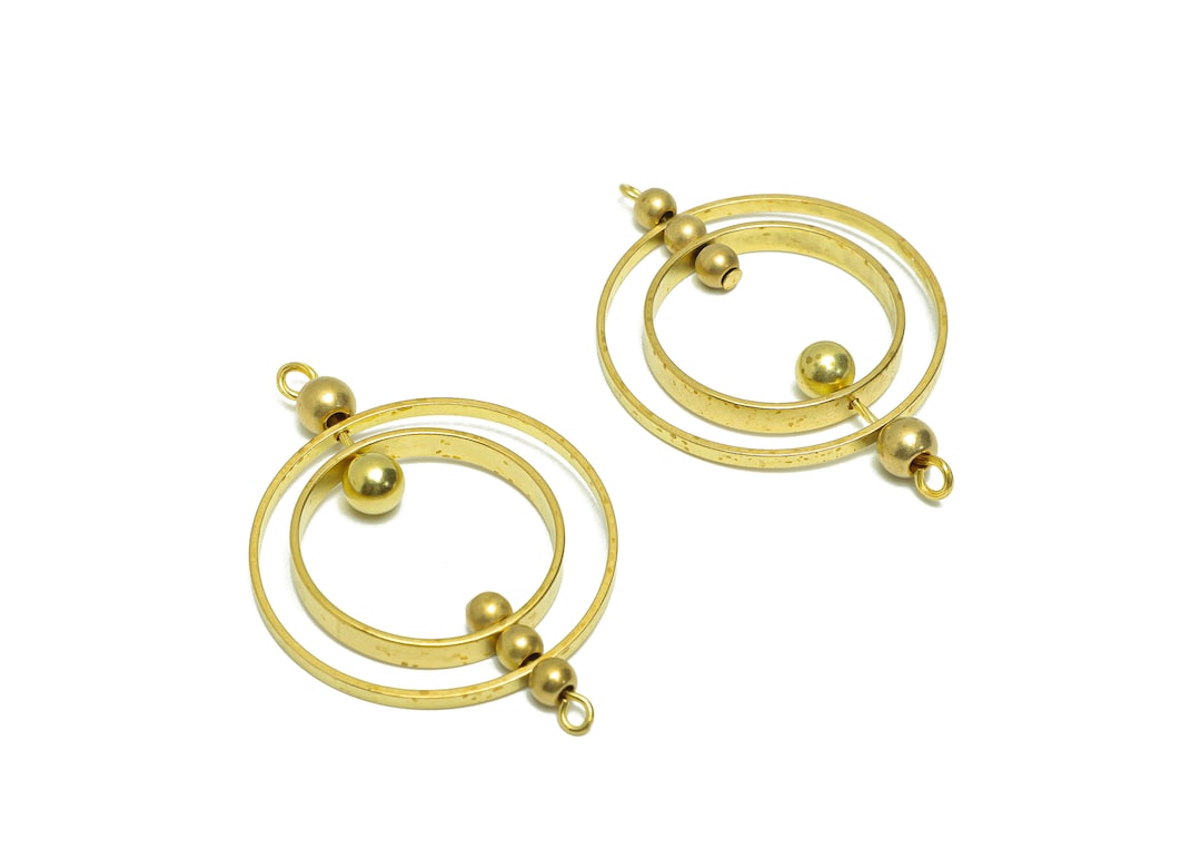 Brass Ball Rings Dangle Connector Brass Turn Ring Earring Charm Round Ball Earring Charm Brass