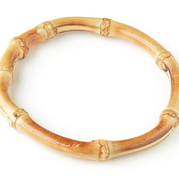 Beige - Handcrafted Round Shaped Bamboo Earrings main image 1
