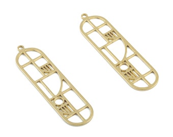 Brass Oval Earring Charms - Raw Brass Oval Pendant - Earrings Finding - Jewellery Supplies - 39.55x9.89x0.68mm - PPM3438