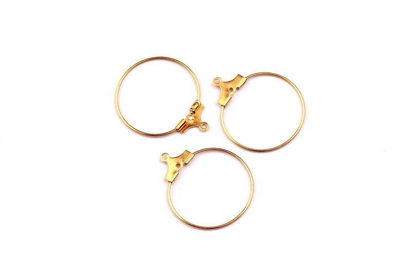 Brass Circle Wire-Brass Metal Accessories Circle Ear Wire - Earring Findings - Jewelry Supplies - 25x22mm - PP1088 image 3