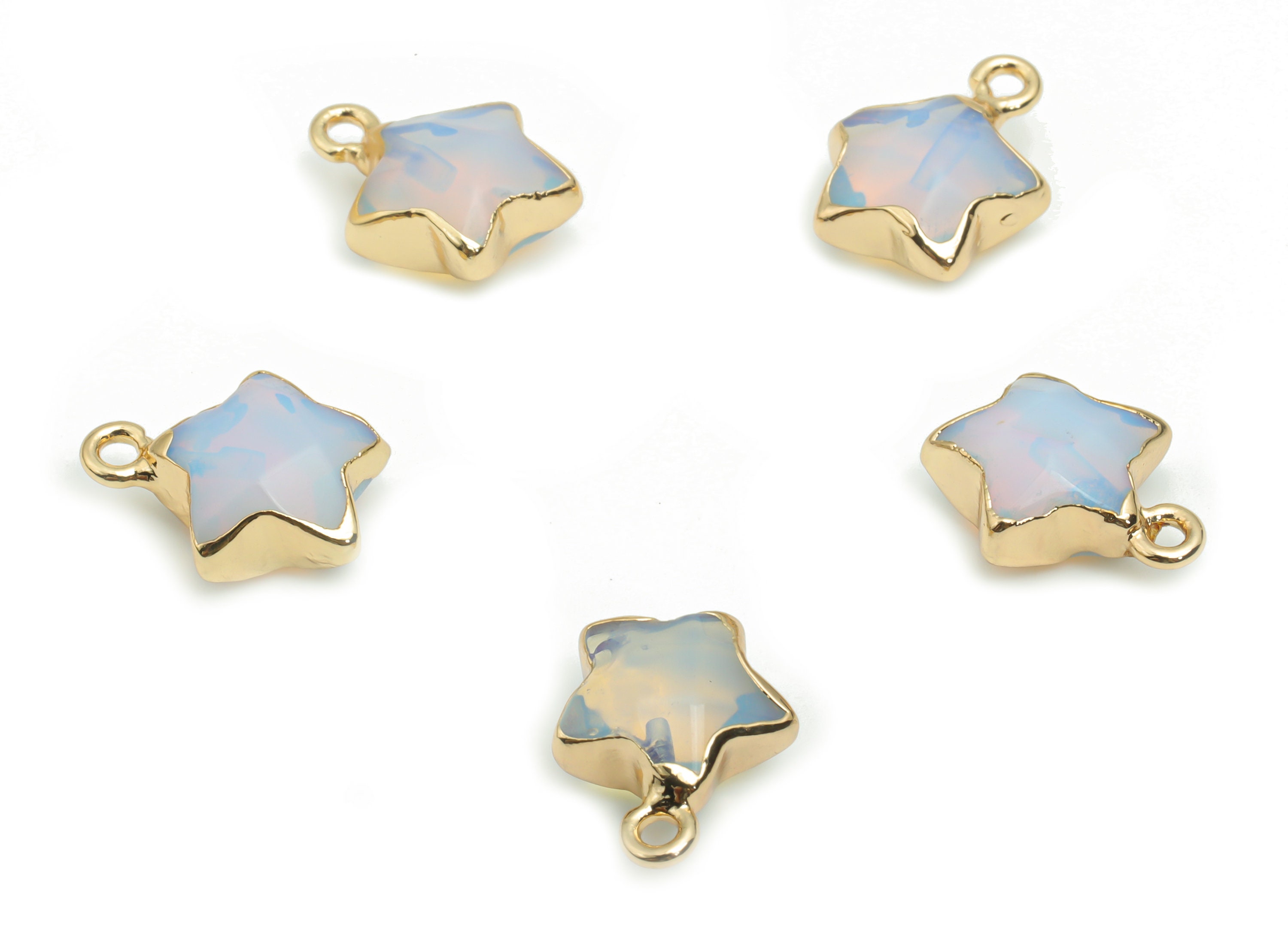 【即納】 - Charms Earring Star Opalite Brass Loop Iron - Pendant Star イヤリング・ノンホールピアス