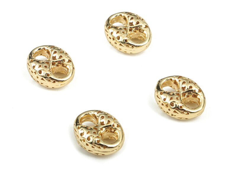 Brass Oval 2 Holes Connector – Jewelry DIY Craft Making Supplies – 18k Gold Plating – Jewelry Connector – 12.2x9.71x5.39mm – RGP2913 image 2
