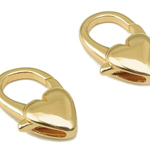 Brass Heart Lobster Clasp - Brass Parrot Clasps Claw - Lobster Clasps - 18K Real Gold Plating - Jewelry Making-17.38 x11.07x 4.88mm- RGP6122