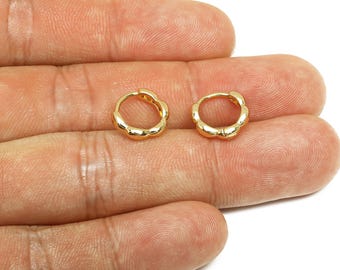 Brass Flower Hoop Earrings - Gold Round Huggie Hoop Earring Clasp - Flower Hoop Earring - 18K Real Gold Plated - 11.5x11.26x1.45mm - RGP7657