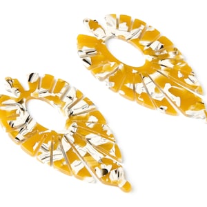 Acetate Leaf Earring Charms - Leaf Shaped Pendant - Earring Findings - Jewelry Supplies - Color Code: A14 - 77.42x37.25x2.61mm - AC1395B