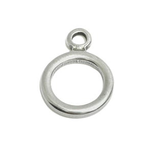 Stainless Steel Round Pendant - Simple Silver Geometric Charms for Necklace - Jewelry Making Supplies - Steel Finding - 18x13x1.9mm - SS1880