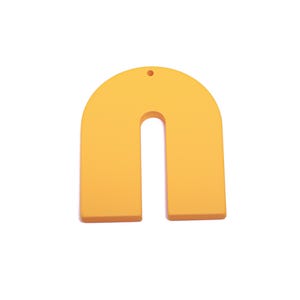 May include: A solid yellow, arch-shaped earring component with a hole at the top for hanging. The earring is a simple, geometric design, perfect for DIY jewelry projects. The earring is made of a smooth, matte material.