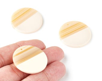 アセテートアクリル製イヤリングチャーム - べっ甲柄イヤリング - コイン型ペンダント - 1穴 - イヤリング金具 - 30x30x2.7 mm - AC1421F