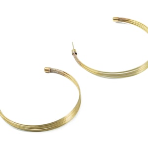 Brass Multi Wires Open Hoop - Raw Brass Wire C Earring Stud - Multi Open Hoops - Jewelry Supplies - 62.9x62.9x7.5mm - PP3120