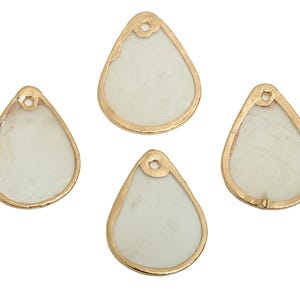 Teardrop Shell Pendant - Shell Jewelry Charm - Natural Shell Pendant - Handmade Jewelry Supplies - Gold Tone Plating - 24x12x1mm - AC3612 image 4