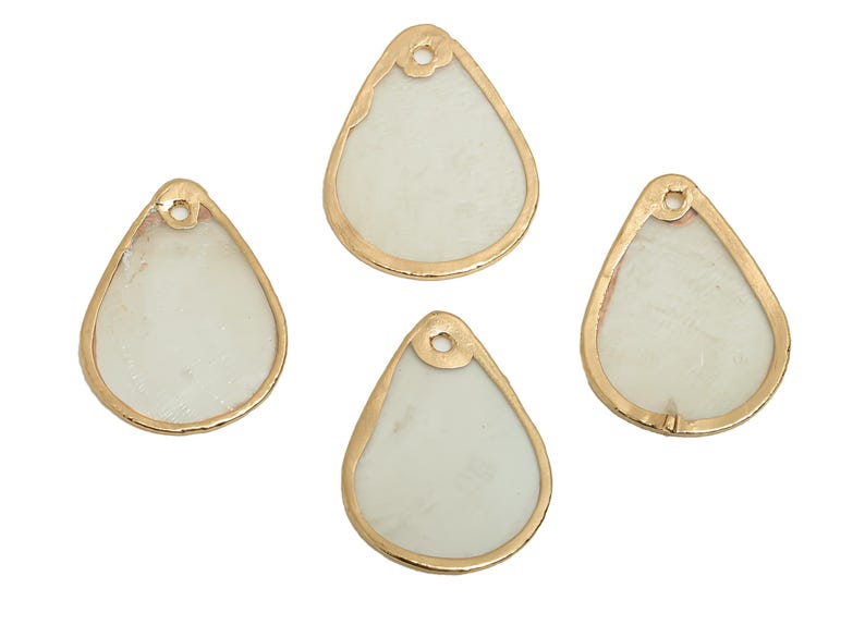 Teardrop Shell Pendant - Shell Jewelry Charm - Natural Shell Pendant - Handmade Jewelry Supplies - Gold Tone Plating - 24x12x1mm - AC3612 image 4