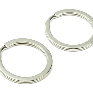 Silver Plated Metal Key Rings - Flat Split Rings - Circle Key Rings - Keychain Connectors - Jewelry Supplies - 27.77x27.77x2mm - PP2858S