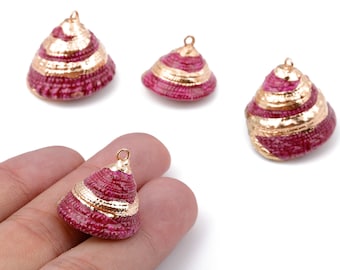 Cone Seashell Charms - Whelk Seashell Pendant - Natural Seashell Earrings - 1 Hole - 25.43x23.33mm - SF1128D