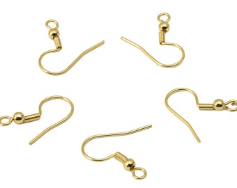 Brass Earring Hooks - Brass Earring Wires - Earring Findings - Sieradenbenodigdheden - 18K Real Gold Plated - 19.43 x 17.42x 1.53mm-RGP6480