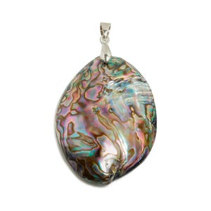 Mother of Pearl Drop Pendant - Iridescent Abalone Shell Pendant - Natural Alloy Shell Pendant - Craft Making - 54.9x37.4x10.3mm - EE8966