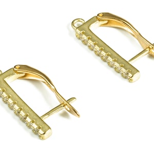 Brass Straight Bar Earring – Brass Earring Studs – Minimalist Dainty Earrings for Woman – Zircon Earring Studs - 19.22×11.05×2.48mm - PP4114