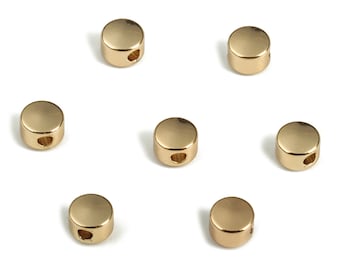 Flat Round Bead – Brass Tiny Round Spacer Charm Beads - 18K Real Gold Plated Brass - Jewelry Making Supplies - 4.04x3.98x2.96mm - RGP3158