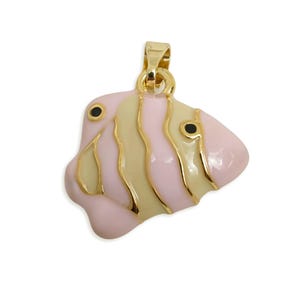 Colorful Enamel Fish Pendant - Marine Life Pendant - Cute Ocean Pendant - Funny Fish Charm With Bail - Lover Gift Idea - 18x13x6mm -RGP11176