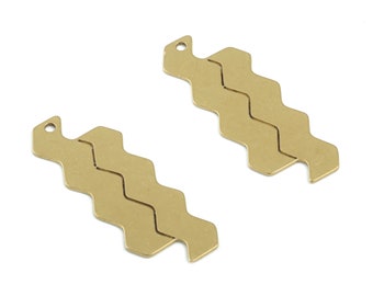 Brass Wave Earring Charms - Raw Brass Waves Pendant - Earrings Finding - Jewelry Supplies - 29.95x11.14x0.57mm - PPM3358
