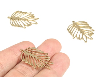 Brass Leaves Earring Charms - Raw Brass Leaves Pendant - Earring Findings - Jewelry Making Supplies - 29.98x22.18x0.82mm - PP3998