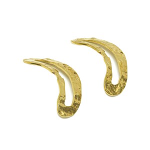 Hammered Brass Bent Earring Charm - Raw Brass Textured Earring Charm - Geometry Earring Charm - Irregular Charm - 49x19.52x1.65mm - PP9446