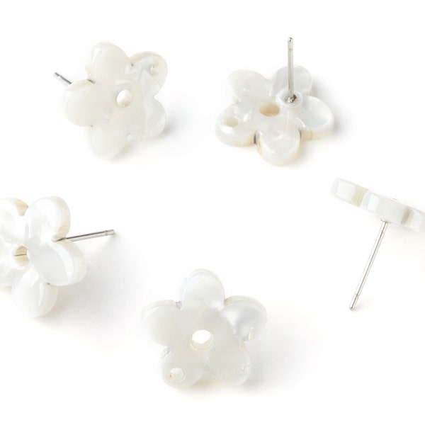 Acetate Flower Earring Post - Acetate Flower Earring Stud - Earring Post - Jewelry Supplies - Color Code: A12 - 14.71x14.18x2.33mm - AC1333B