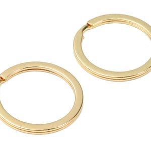 KC Gold Tone Metal Key Rings - Falt Split Rings - Circle Key Rings - Keychain Connectors - Key Ring Findings - 29.8x29.8x2mm - PP2859KC
