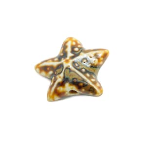 Glazed Ceramic Starfish Beads - Colorful Textured Star Beads - Handmade Bracelet Beads - Jewelry Component DIY - 21.67x22.02x9.4mm - NS2857C