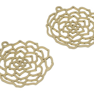 Brass Botanical Flower Sun Earring Charms - Raw Brass Sun Flower Pendant - DIY Jewelry Making Supplies - 34.87x33.1x0.64mm - PPA2623